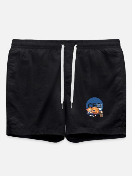 Schlafende Katze am Keyboard – Teamgeist - Badeshorts - Schwarz