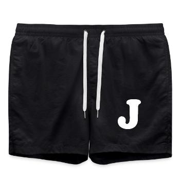 Imprimé grand style J | Lettre J | J Logo - Short de bain - noir - Devant - AI Model Male 185 light (185cm)