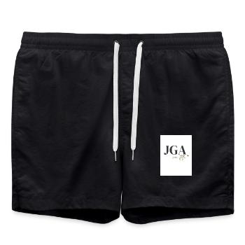 Schwarz_Gold_Minimalistisch_Modern_Junggesellen - Badeshorts - Schwarz - Vorne - AI Model Male 185 light (185cm)