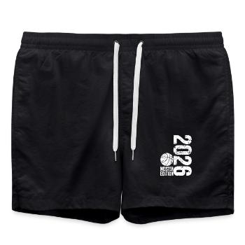 Basketball Meister Edition 2026 in weiß - Badeshorts - Schwarz - Vorne - AI Model Male 185 light (185cm)