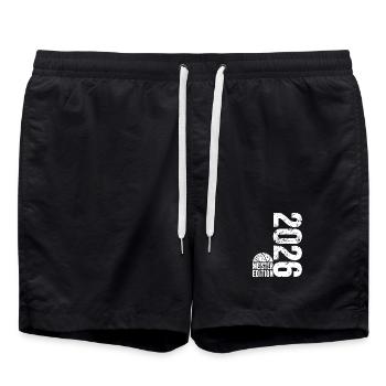 Basketball Meister Edition 2026 in weiß - Badeshorts - Schwarz - Vorne - AI Model Male 185 light (185cm)