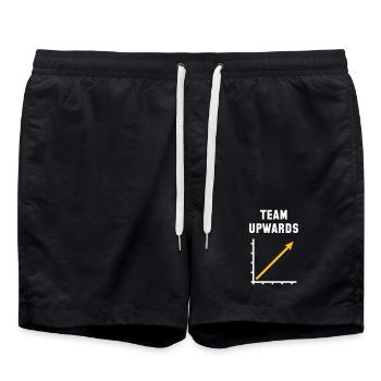 Team Aufwärts (Erfolg / Fortschritt / NEG Gold 2C) - Badeshorts - Schwarz - Vorne - AI Model Male 185 light (185cm)
