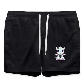 Mint dragon with wings - Swim Trunks - black - Front - AI Model Male 185 light (185cm)