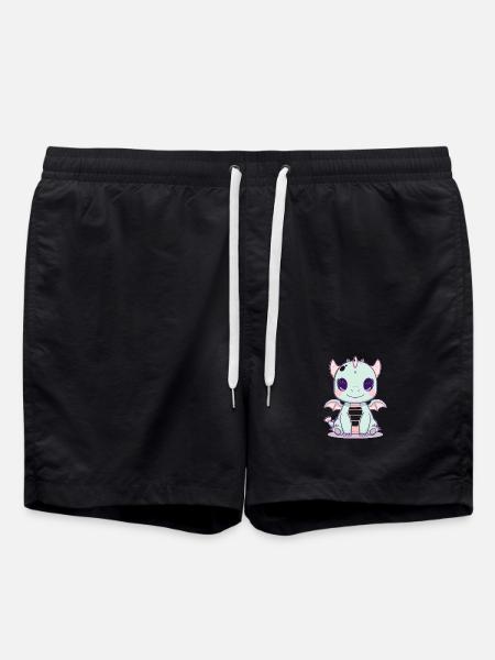 Mint dragon with wings - Swim Trunks - black