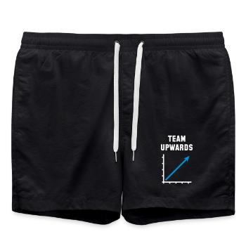 Team Aufwärts (Erfolg / Fortschritt / NEG Skyblue 2C) - Badeshorts - Schwarz - Vorne - AI Model Male 185 light (185cm)