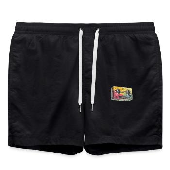 CASSETTE AUDIO ancienne des annees 1950 - Short de bain - noir - Devant - AI Model Male 185 light (185cm)