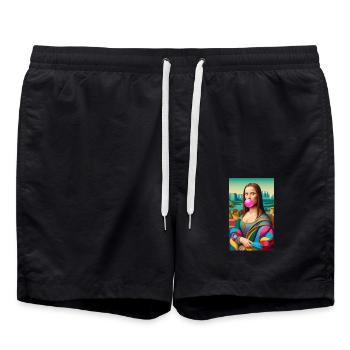 Mona lisa as a model 80s style with bubble gum - Short de bain - noir - Devant - AI Model Male 185 light (185cm)