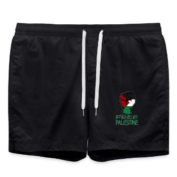 Drapeau de la Palestine gratuit Palestine vert - Short de bain - noir - Devant - AI Model Male 185 light (185cm)