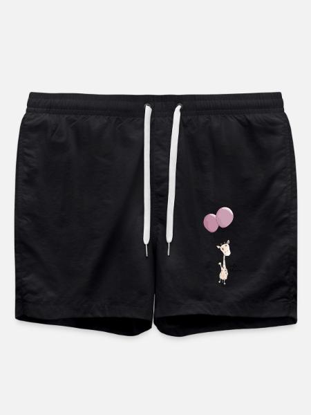 Niedliche Giraffe große Schwester - Badeshorts - Schwarz