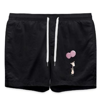 Kleine Giraffe mit Ballon Papas Prinzessin - Badeshorts - Schwarz - Vorne - AI Model Male 185 light (185cm)