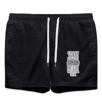 sorry cat was sitting - Swim Trunks - black - Front - AI Model Male 185 light (185cm)