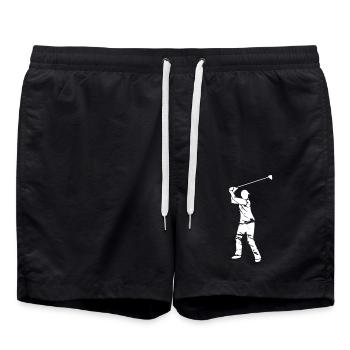 Golf Golfer Silhouette - Weißes Grunge Design - Badeshorts - Schwarz - Vorne - AI Model Male 185 light (185cm)