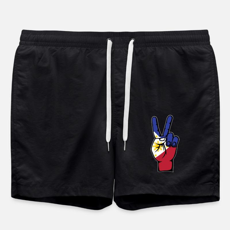 Philippines Drapeau Paix Victoire Symbole - Short de bain - noir