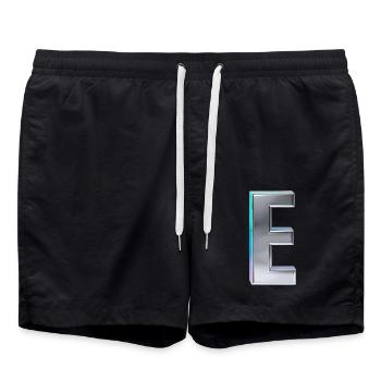 Chrome ,, E " Metallic - Badeshorts - Schwarz - Vorne - AI Model Male 185 light (185cm)