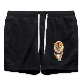 Löwe - Badeshorts - Schwarz - Vorne - AI Model Male 185 light (185cm)