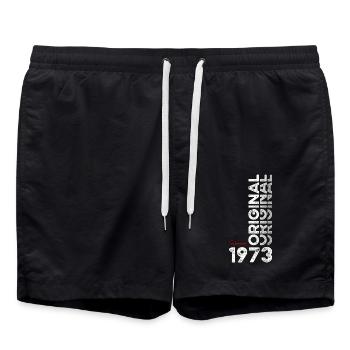 52. Geburtstag Geschenk Mann Original Februar 1973 - Badeshorts - Schwarz - Vorne - AI Model Male 185 light (185cm)