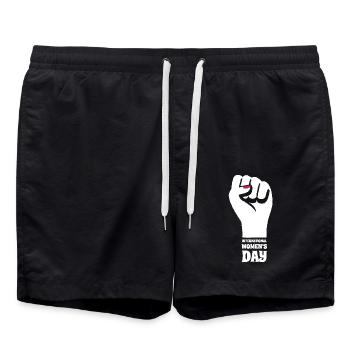 International Women's Day - Gift - Swim Trunks - black - Front - AI Model Male 185 light (185cm)
