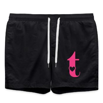 Lettre t lettre initiale avec coeur - Short de bain - noir - Devant - AI Model Male 185 light (185cm)