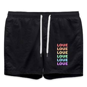 Love 6 rainbow colors gay pride pastel - Swim Trunks - black - Front - AI Model Male 185 light (185cm)