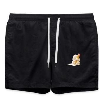 Lapin avec crayon pour enfants Design – Animal créatif - Short de bain - noir - Devant - AI Model Male 185 light (185cm)