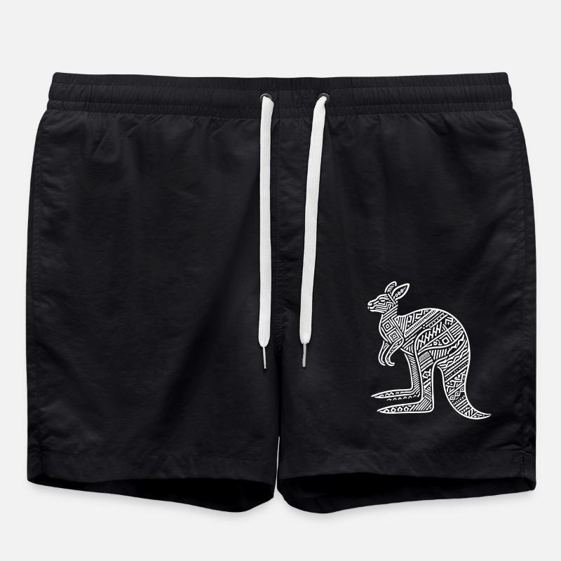 Känguru mit Tribal Muster - Badeshorts - Schwarz