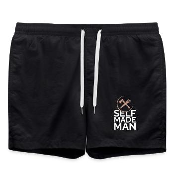 Handwerker Stolz Bauen Symbol Axt Säge Logo icon - Badeshorts - Schwarz - Vorne - AI Model Male 185 light (185cm)
