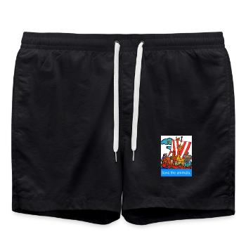CE Animaux I Save the animals. I planetcontest - Short de bain - noir - Devant - AI Model Male 185 light (185cm)
