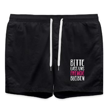 Bitte lass uns Fremde bleiben lustige Sprüche - Badeshorts - Schwarz - Vorne - AI Model Male 185 light (185cm)