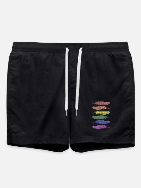 Feathers Rainbow - Swim Trunks - black