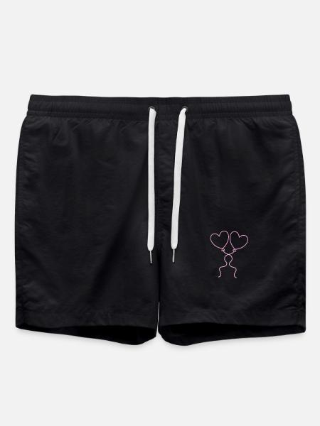 Ballon rose au cœur - Short de bain - noir