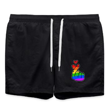 Peace Heart Love Rainbow Mouvement pour la paix - Short de bain - noir - Devant - AI Model Male 185 light (185cm)