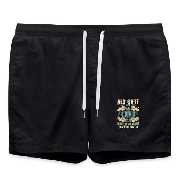 67. Geburtstag Als Gott Mich Schuf Vor - Badeshorts - Schwarz - Vorne - AI Model Male 185 light (185cm)