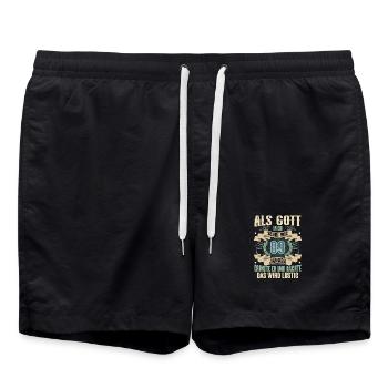 89. Geburtstag Als Gott Mich Schuf Vor - Badeshorts - Schwarz - Vorne - AI Model Male 185 light (185cm)