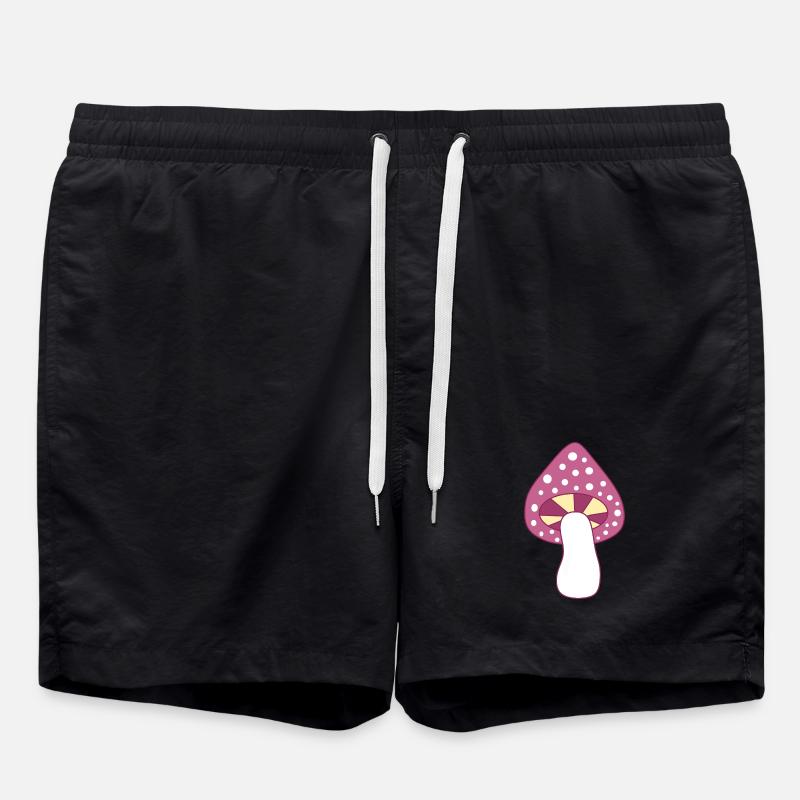 Mushroom fly agaric violet pattern customizable - Swim Trunks - black