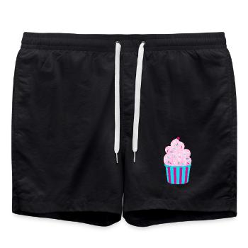 Icecream Cup Deko Eis Streifen Sommer Fun Fan - Badeshorts - Schwarz - Vorne - AI Model Male 185 light (185cm)