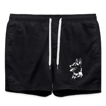 Malinois Kopf "Black Edition" - Badeshorts - Schwarz - Vorne - AI Model Male 185 light (185cm)
