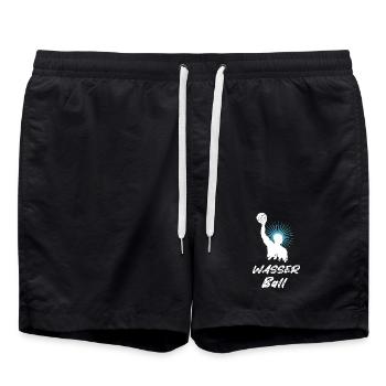 Water polo player silhouette white - Swim Trunks - black - Front - AI Model Male 185 light (185cm)