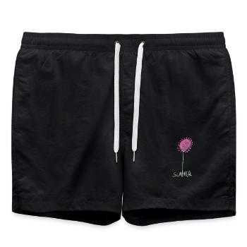 Illustration abstraite de fleur de cristal d’été - Short de bain - noir - Devant - AI Model Male 185 light (185cm)