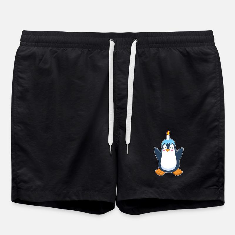 Penguin Birthday Candle - Swim Trunks - black