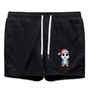 Penguin Christmas - Swim Trunks - black - Front - AI Model Male 185 light (185cm)
