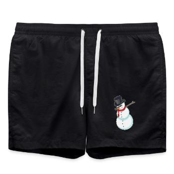 Danse hip-hop de Noël Snowman - Short de bain - noir - Devant - AI Model Male 185 light (185cm)