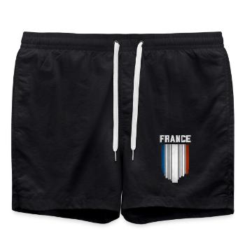 Drapeau de la France, fierté française - Short de bain - noir - Devant - AI Model Male 185 light (185cm)
