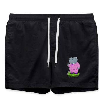 Nilpferd Bräutigam Anzug Hochzeit - Badeshorts - Schwarz - Vorne - AI Model Male 185 light (185cm)