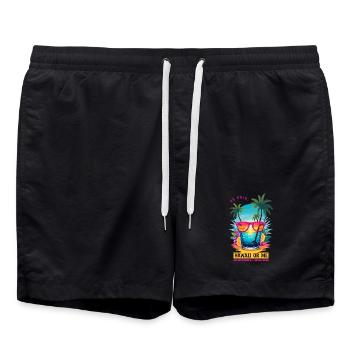 He said: Hawaii or I - Swim Trunks - black - Front - AI Model Male 185 light (185cm)
