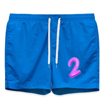 Two - 2 - Number Number - Swim Trunks - cobalt blue - Front