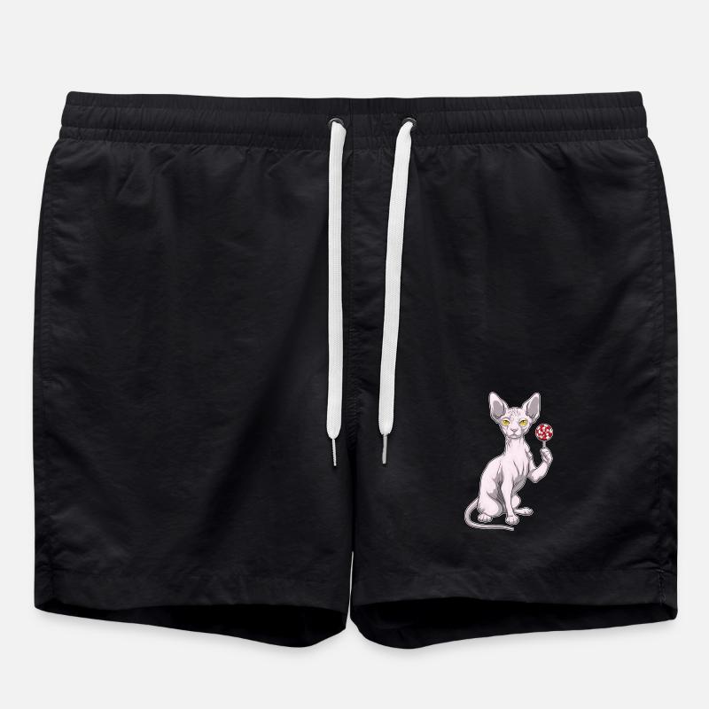 Sphynx Cat Lollipop - Swim Trunks - black