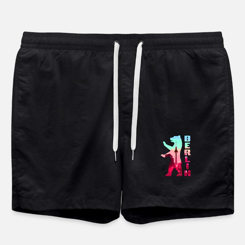 Berlin Bear Neon Silhouette - Swim Trunks - black