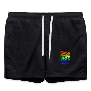 DEM AUSSEHEN DIENEN, NICHT DEN GESCHLECHTERROLLEN - Badeshorts - Schwarz - Vorne - AI Model Male 185 light (185cm)