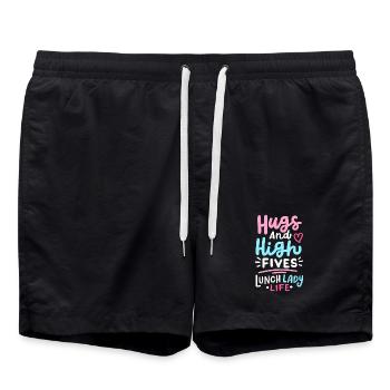 Mittagessen Schule Cafeteria Crew - Badeshorts - Schwarz - Vorne - AI Model Male 185 light (185cm)