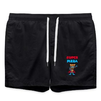 Great pizza - Swim Trunks - black - Front - AI Model Male 185 light (185cm)